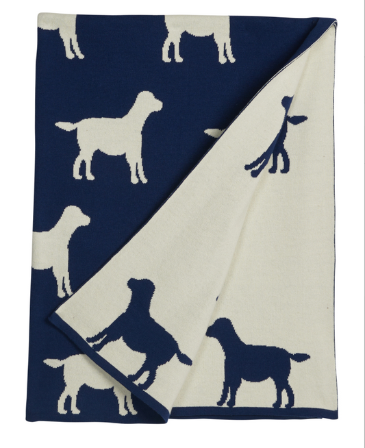 Nursery Blanket, Navy Labrador - Magpies Paducah