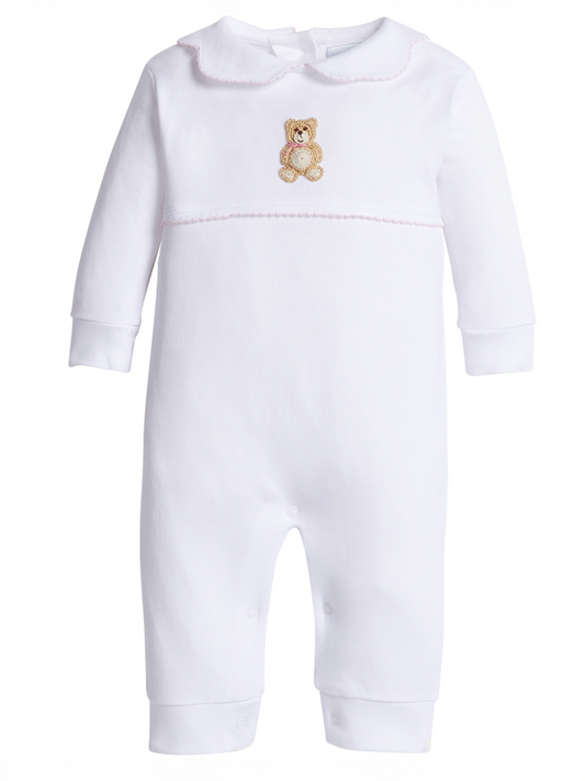 Crochet Playsuit, Pink Teddy Bear - Magpies Paducah
