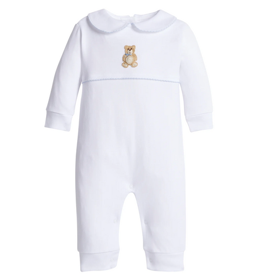 Crochet Playsuit, Blue Teddy Bear - Magpies Paducah