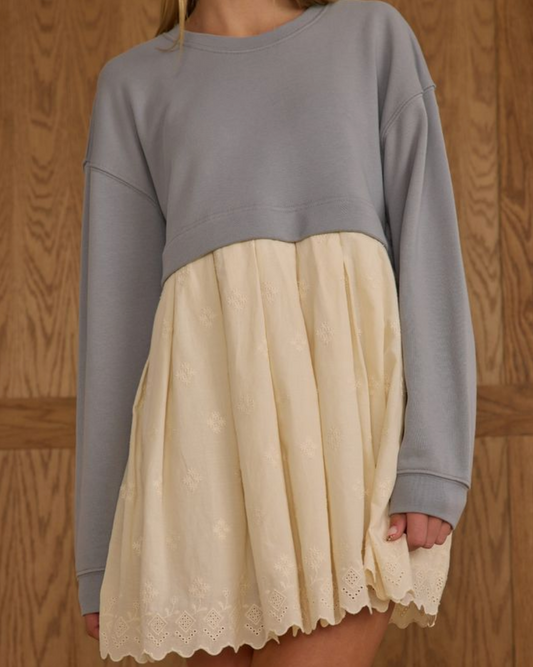 Teen Sweatshirt Dress, Dusty Blue - Magpies Paducah