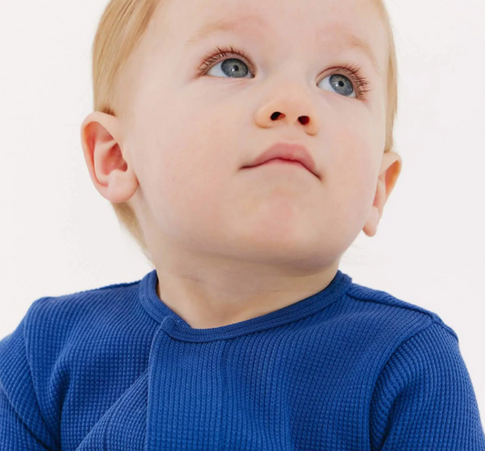 Waffle Modal Footie, Dark Blue | newborn - Magpies Paducah