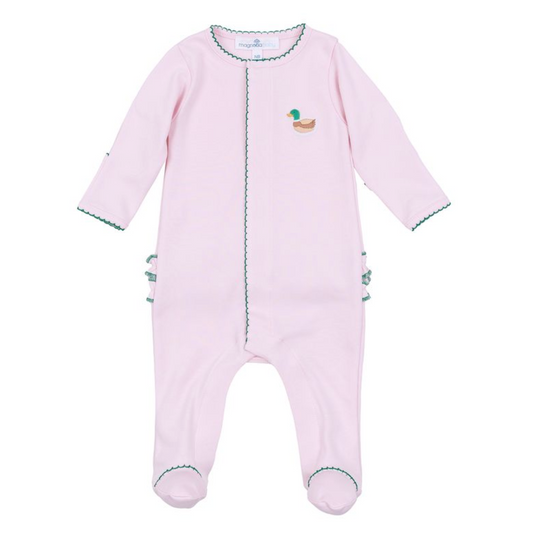 Embroidered Footie, Pink Mini Mallard