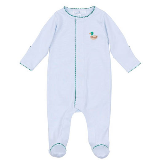 Embroidered Footie Blue Mini Mallard