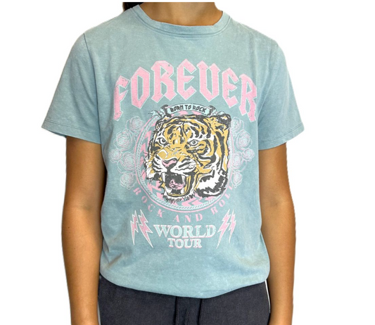 Forever World Tour Tiger Acid Wash Tee
