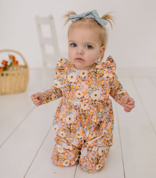 Mabel Romper, Pumpkin Bouquet - Magpies Paducah