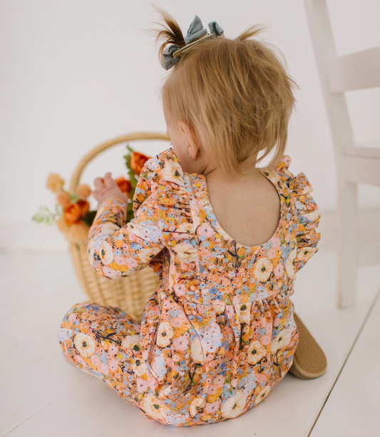 Mabel Romper, Pumpkin Bouquet - Magpies Paducah