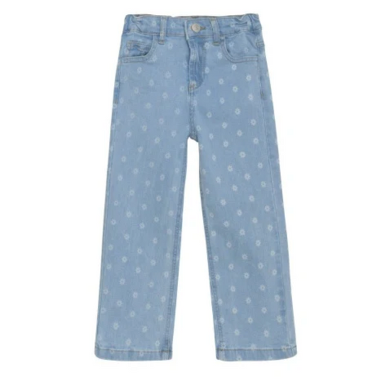 Wide Leg Jeans, All Over Daisies