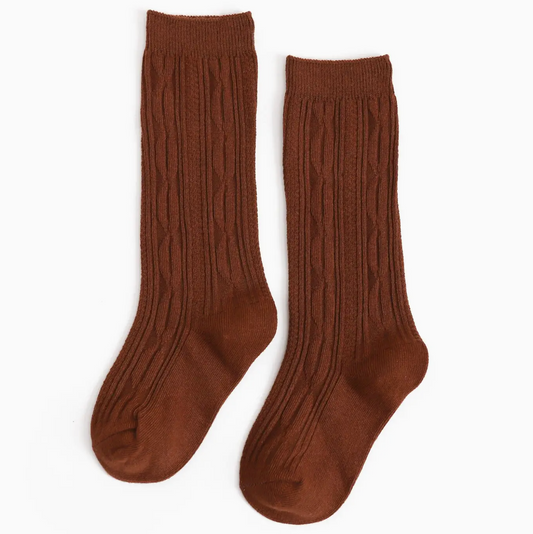 Brown Cable Knit Knee High Socks - Magpies Paducah