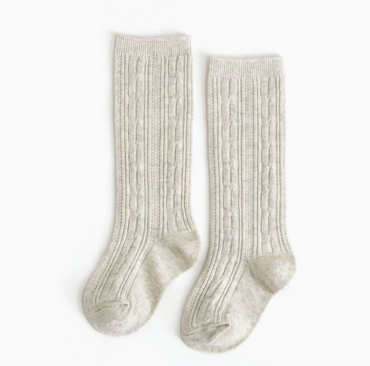 Heathered Ivory Knit Knee High Socks - Magpies Paducah