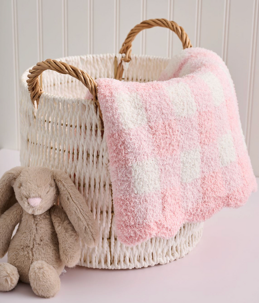 Pink Gingham Chenille Blanket
