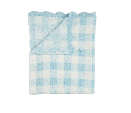 Blue Gingham Chenille Blanket - Magpies Paducah