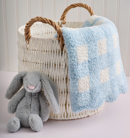 Blue Gingham Chenille Blanket - Magpies Paducah