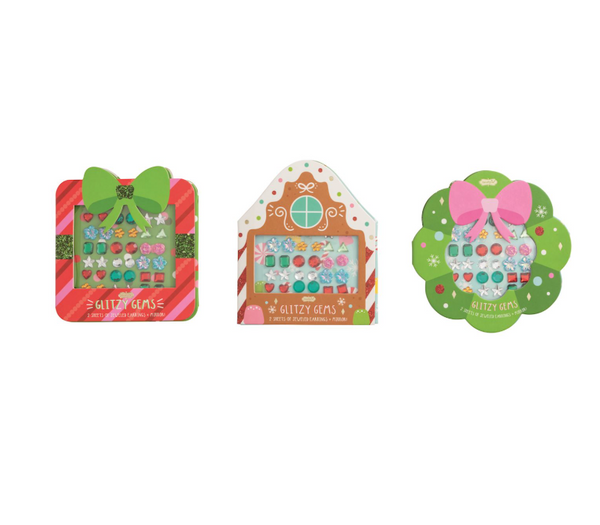 Christmas Glitzy Gems Stick-On Earrings (3 styles!) - Magpies Paducah