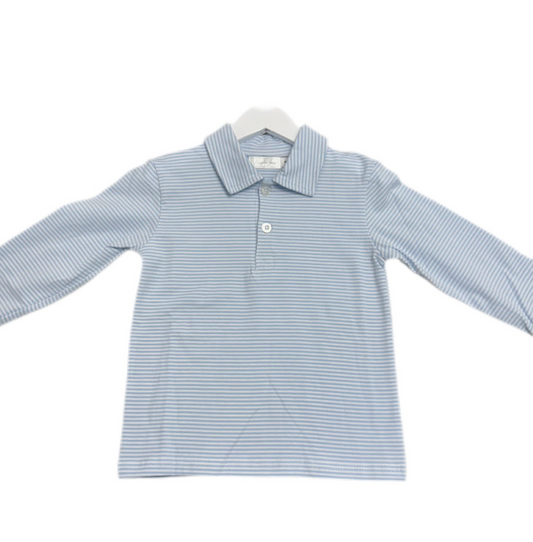 Luke Cotton Polo, Light Blue Stripe