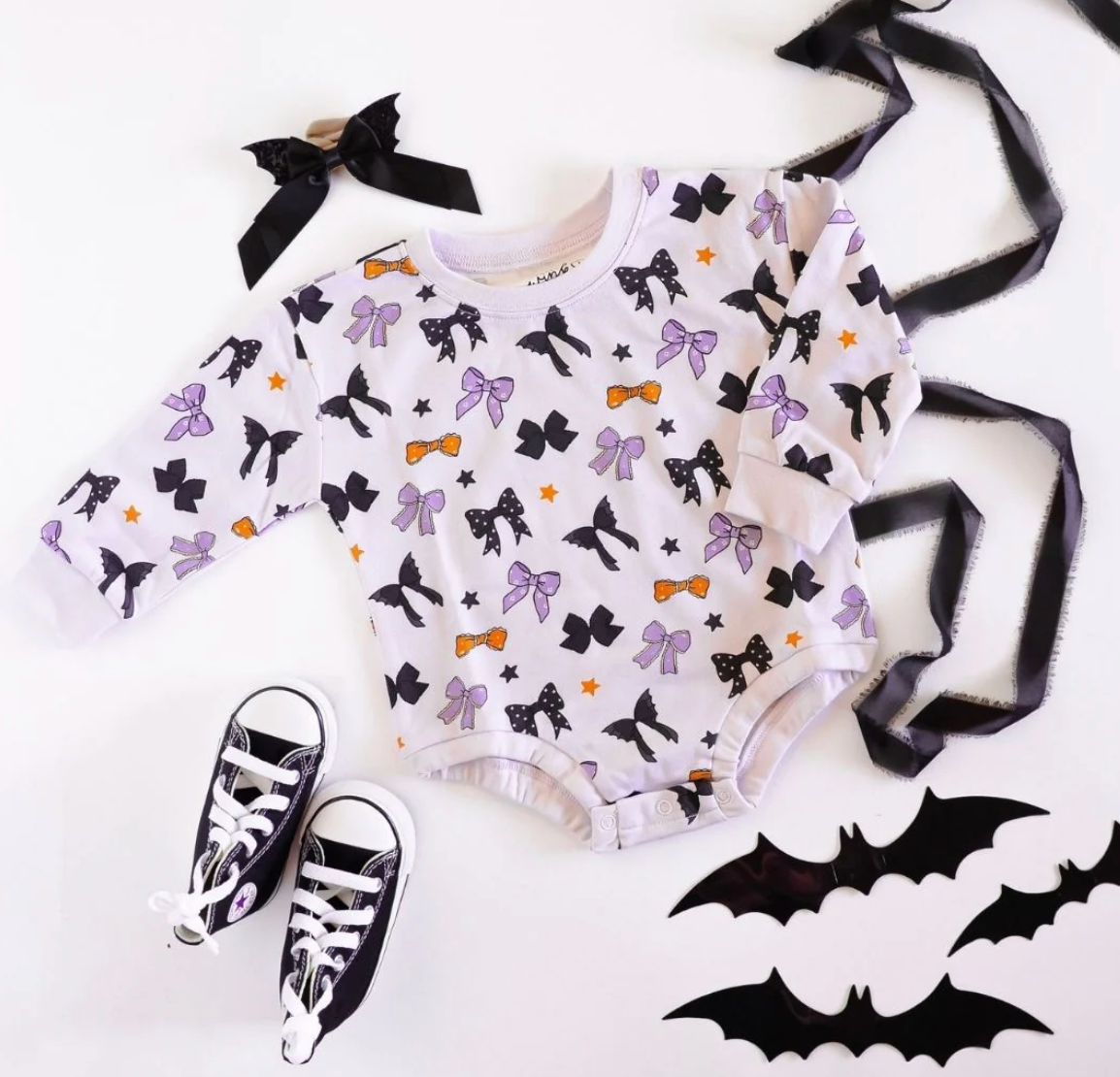 Spooky Lavender Bows Halloween Bubble - Magpies Paducah