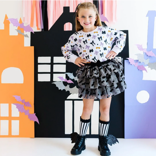 Bow Tiered Tutu, Flocked Bats - Magpies Paducah