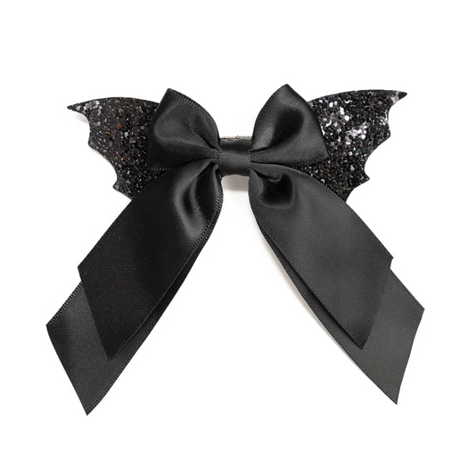 Glitter Bat Satin Bow - Magpies Paducah