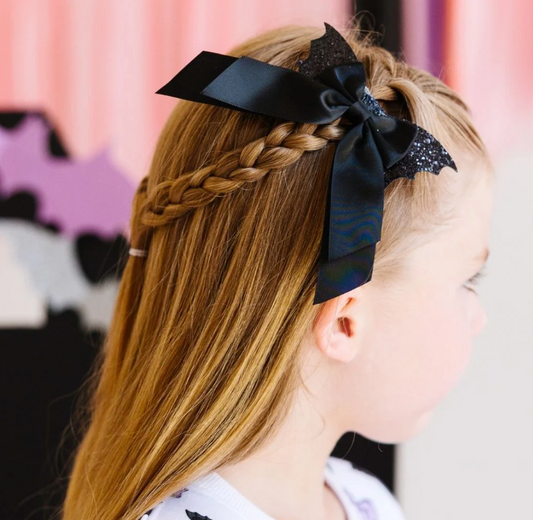 Glitter Bat Satin Bow - Magpies Paducah