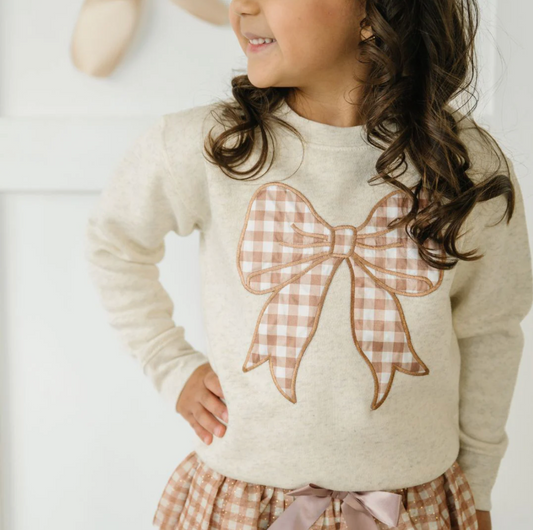 Gingham Bow Patch Sweatshirt - Magpies Paducah