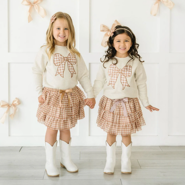 Gingham Bow Patch Sweatshirt - Magpies Paducah