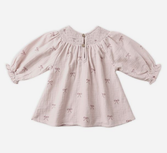 V Smocked Dress, Bows - Magpies Paducah