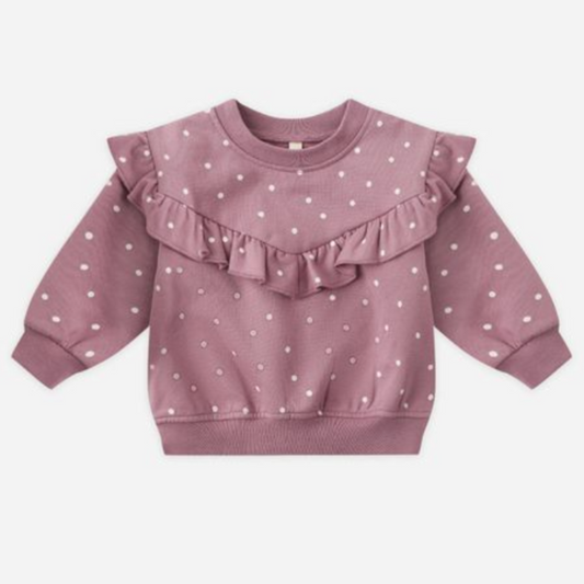 Ruffle Fleece Sweatshirt, Polka Dots - Magpies Paducah