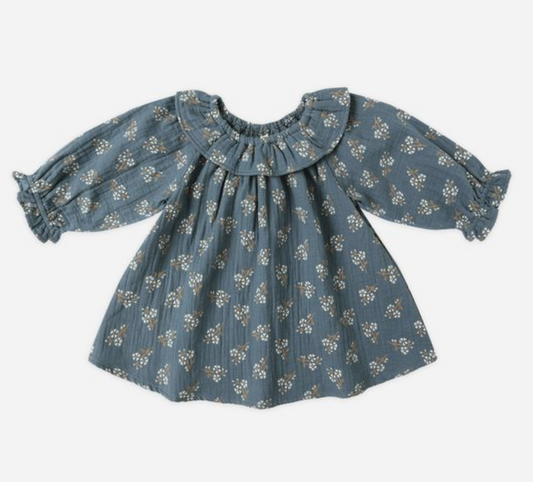 Long Sleeve Isla Dress, Blue Floral - Magpies Paducah