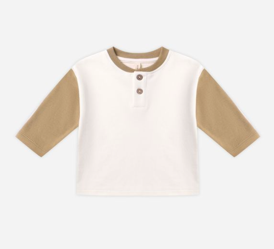 Long Sleeve Henley Tee, Gold - Magpies Paducah