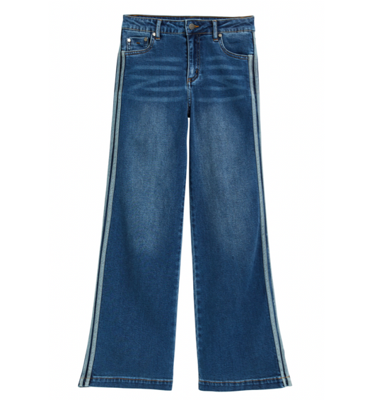 Reverse Denim Side Stripe Wide Leg - Magpies Paducah