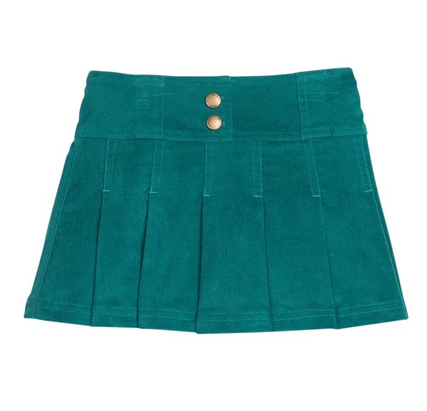 Pleated Mini Skort, Peacock Velvet - Magpies Paducah