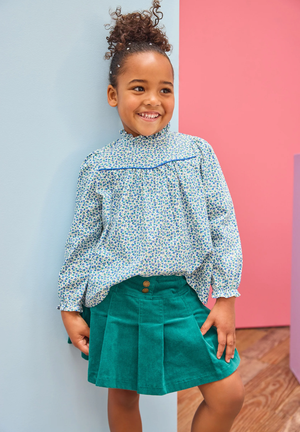 Pleated Mini Skort, Peacock Velvet - Magpies Paducah