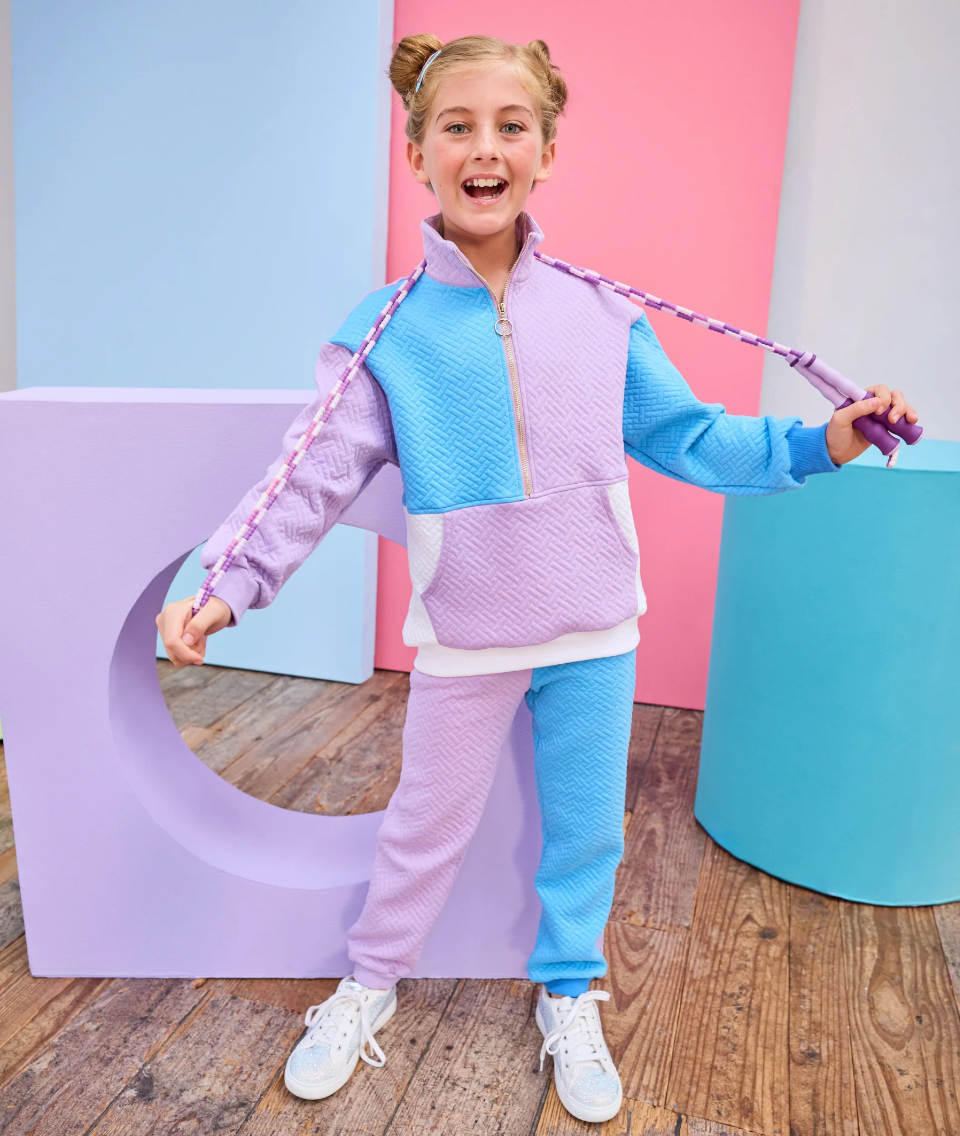 Colorblock Jogger, Lavender & Blue Quilted Trellis