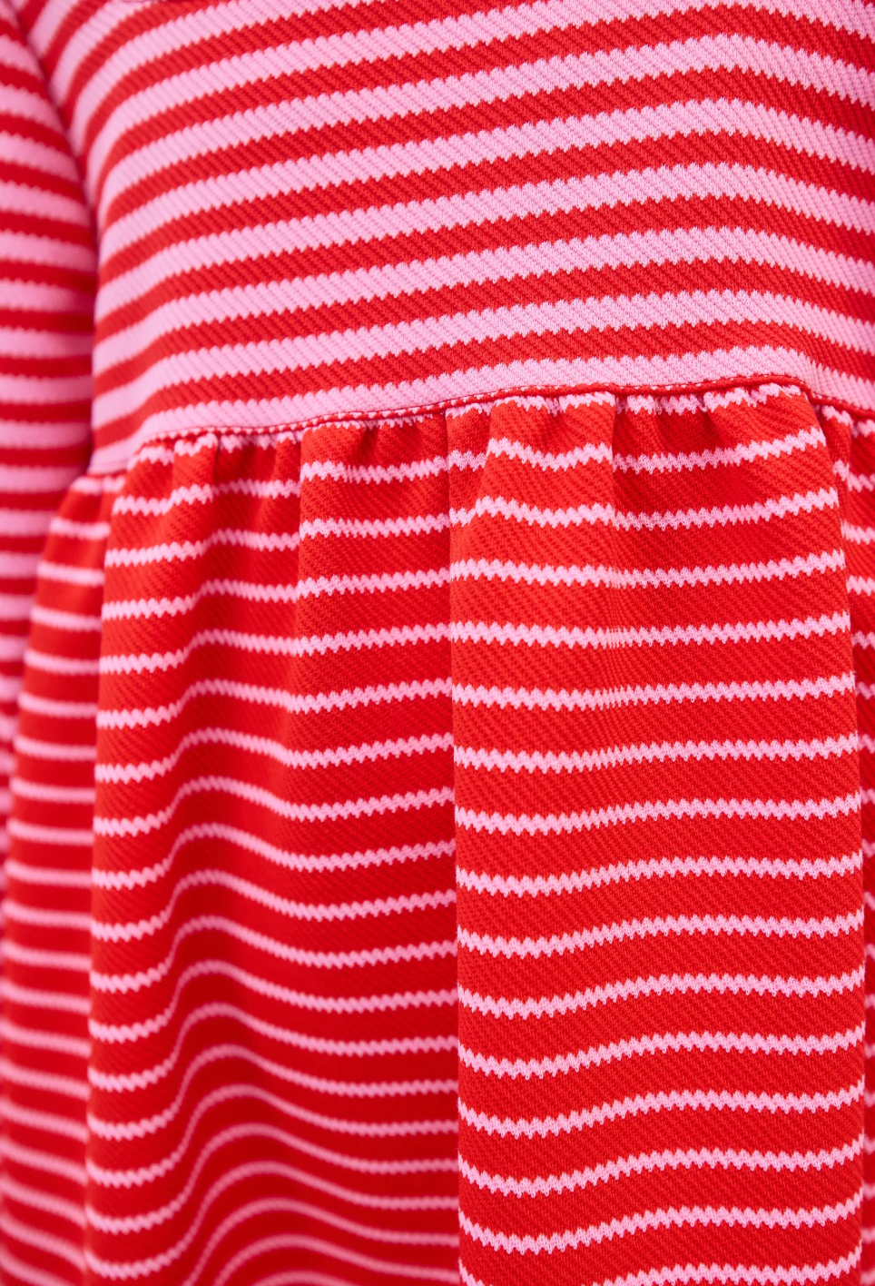 Cora Dress, Red & Pink Pique Stripe