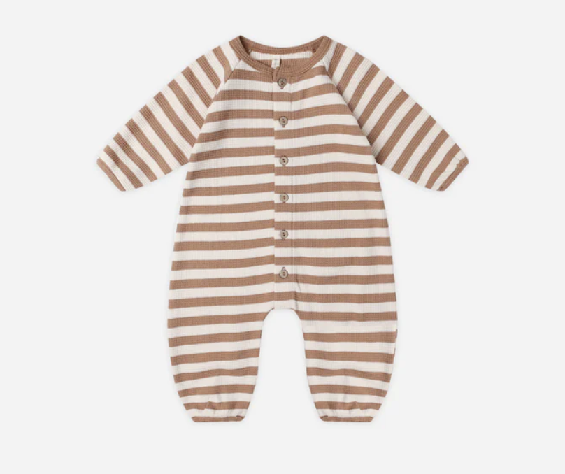 Waffle Long Sleeve Jumpsuit, Harvest Stripe