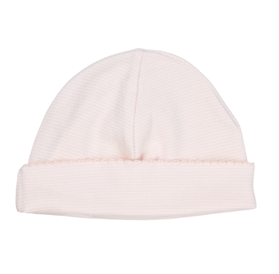 Cotton Beanie, Pink Stripe