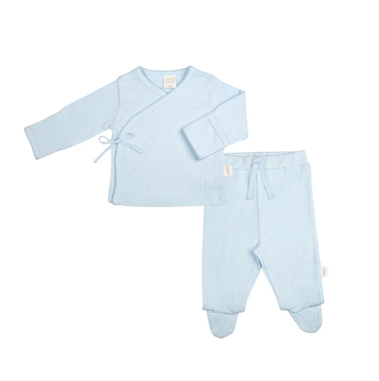 Pointelle Kimono Set, Blue