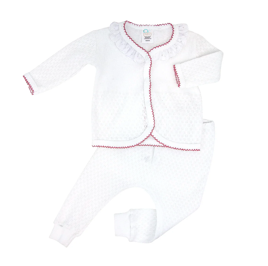 Legging Set,  White/Red Trim