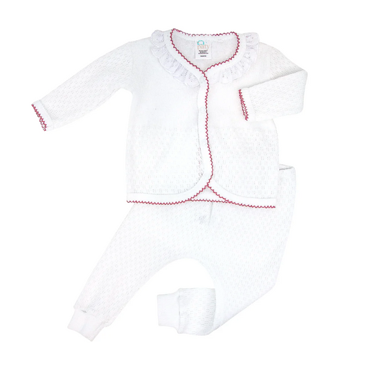 Legging Set, White/Red Trim - Magpies Paducah