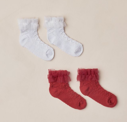 Ruffle Socks | Ruby, SIlver