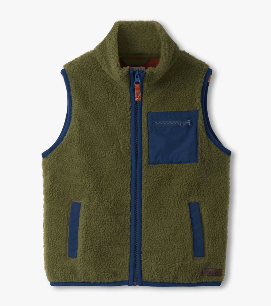 Faux Sherpa Vest, Loden
