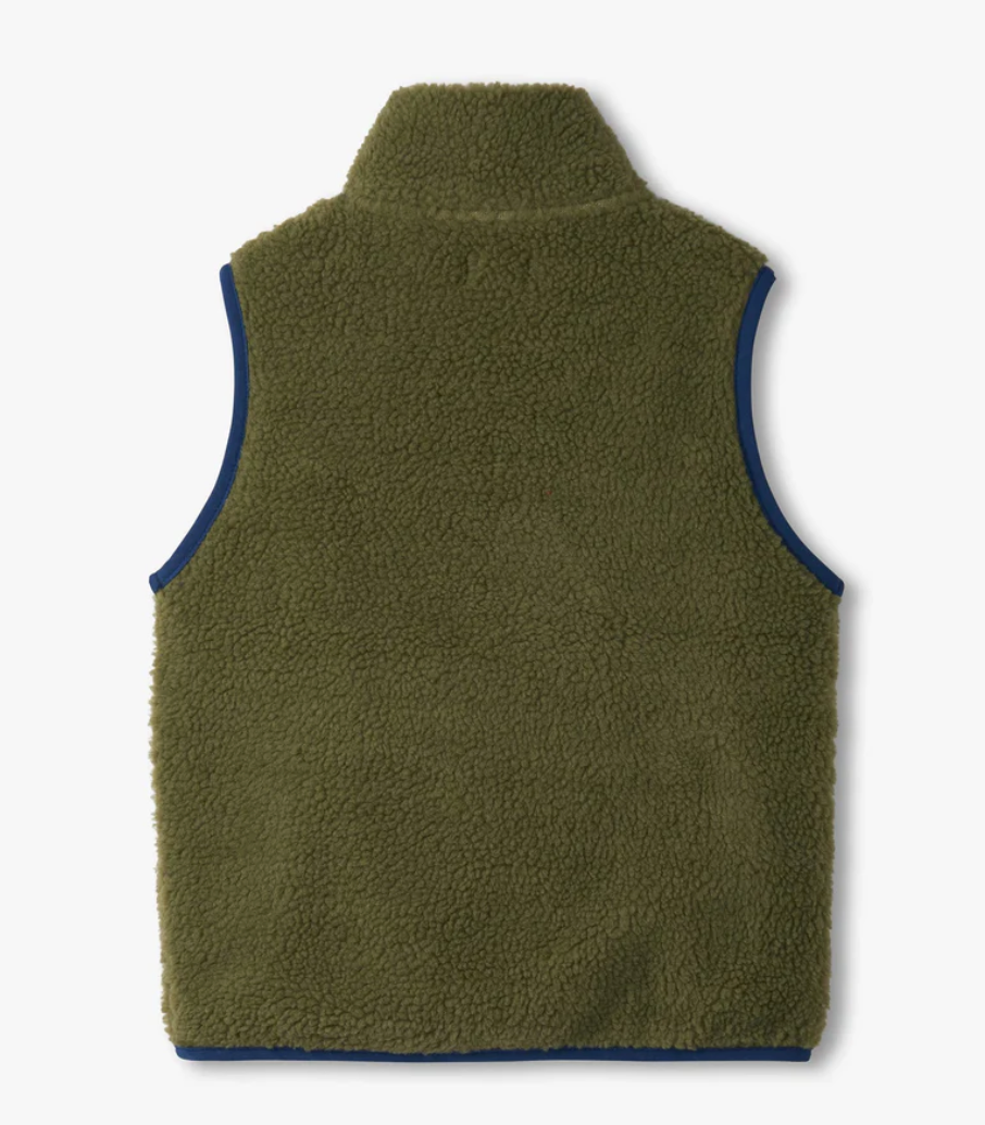 Faux Sherpa Vest, Loden