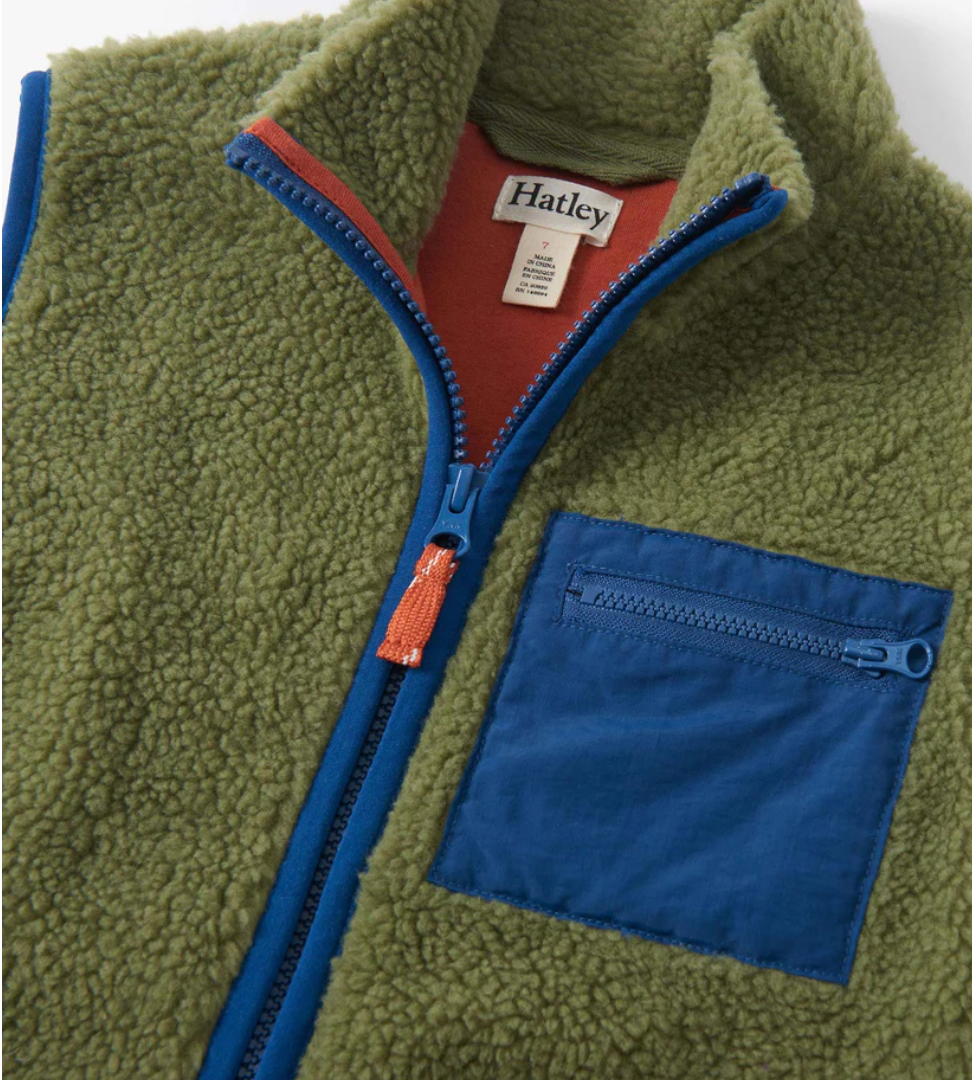 Faux Sherpa Vest, Loden