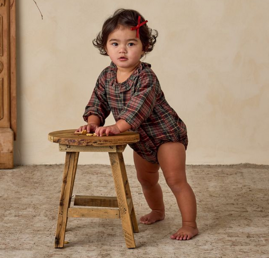 Adeline Romper, Winter Tartan - Magpies Paducah