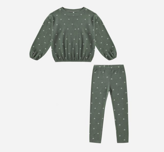 Spongey Knit Set, Evergreen Ditsy