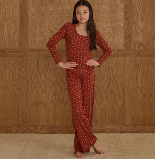 Teen Ribbed Lounge Set, Ruby Ditsy