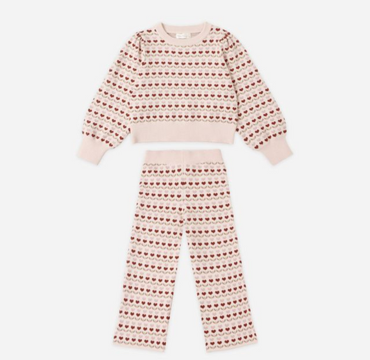 Jacquard Knit Set, Ruby Hearts