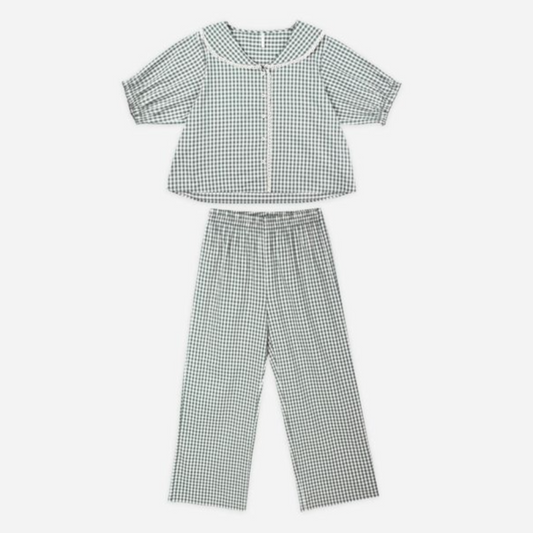 Ruffle Pajamas, Evergreen Gingham