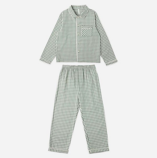 Long Sleeve Pajamas, Evergreen Gingham