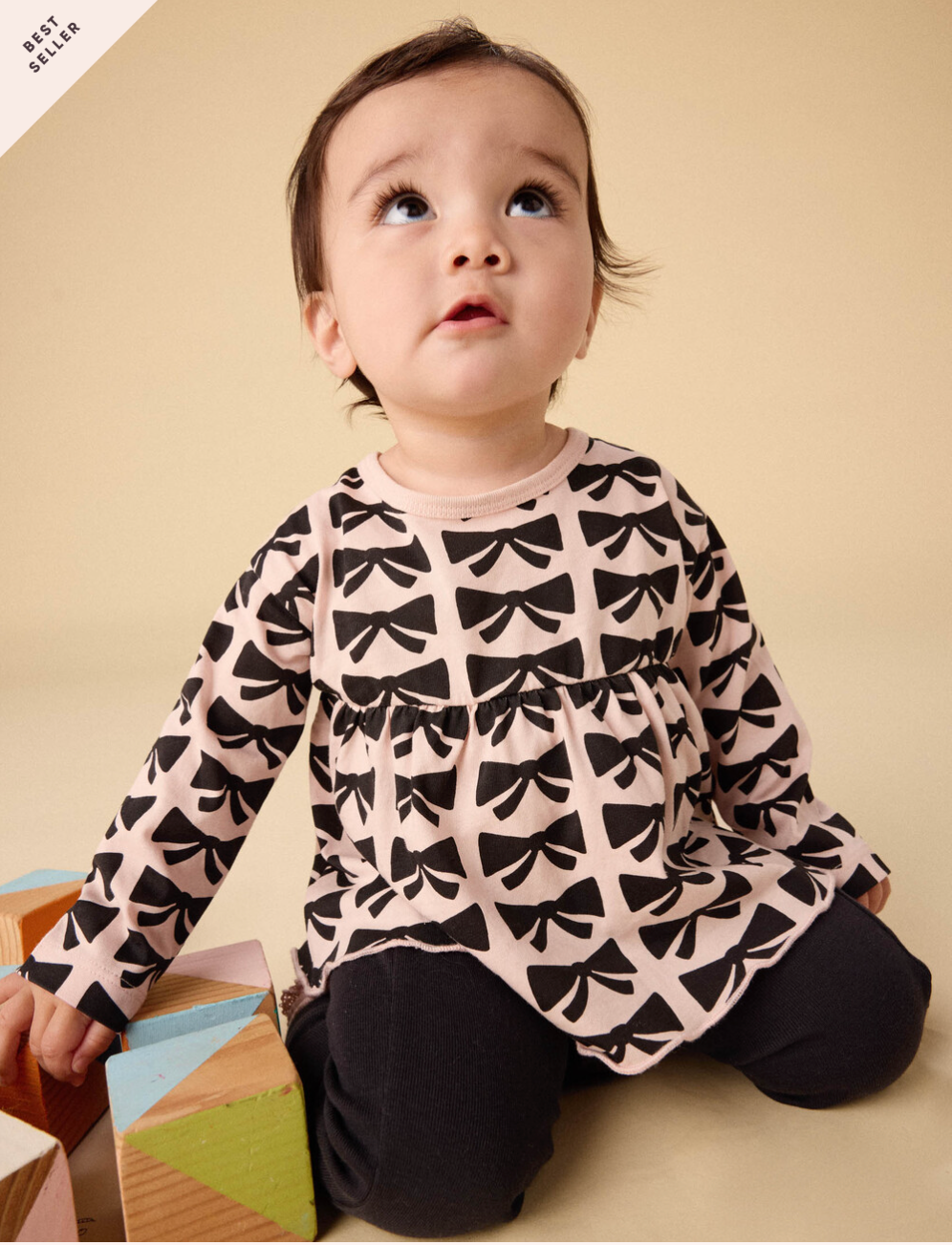Peplum Top + Pants Set, Bow