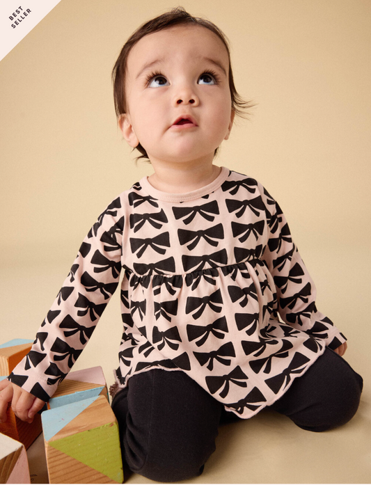 Peplum Top + Pants Set, Bow